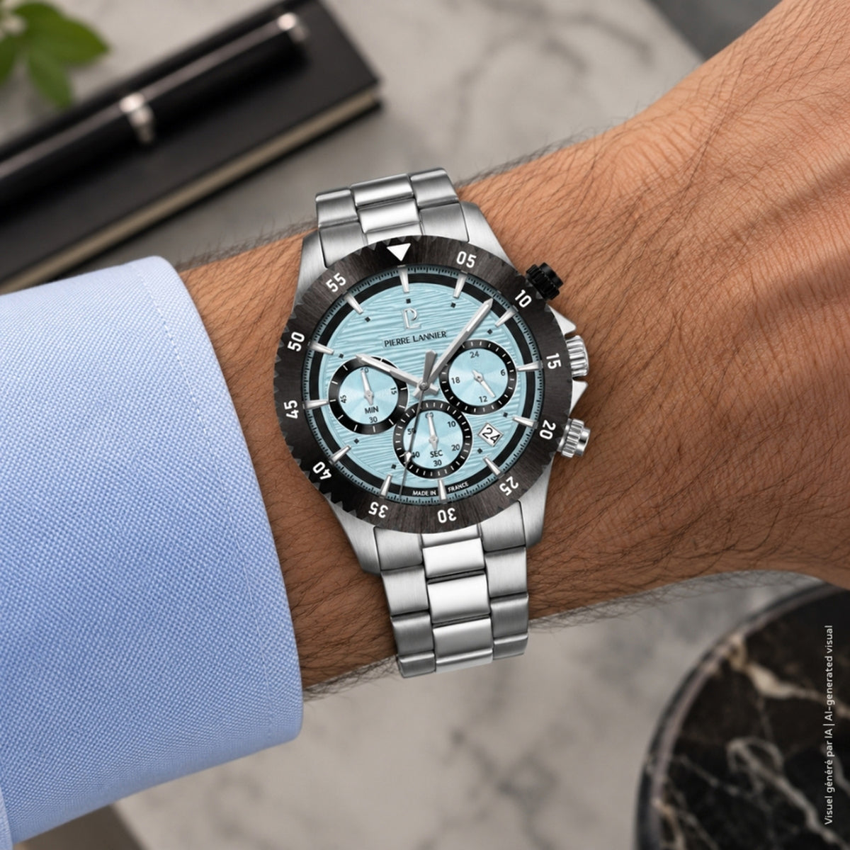 Decima Men Quartz Blue Dial Chronograph Stainless Steel Watch 211K191