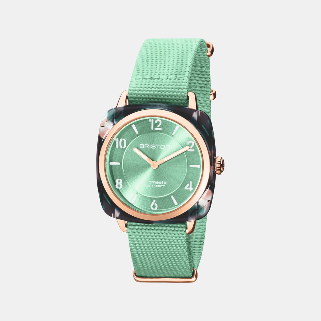Clubmaster Chic Women Quartz Green Water Dial Analog Nato Watch 21536.PRA.UGW.29.NGW