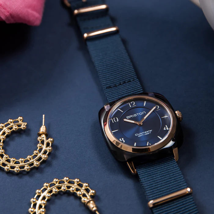 Clubmaster Chic Women Quartz Blue Dial Analog NATO Watch 21536.PRAUB.33.NMB