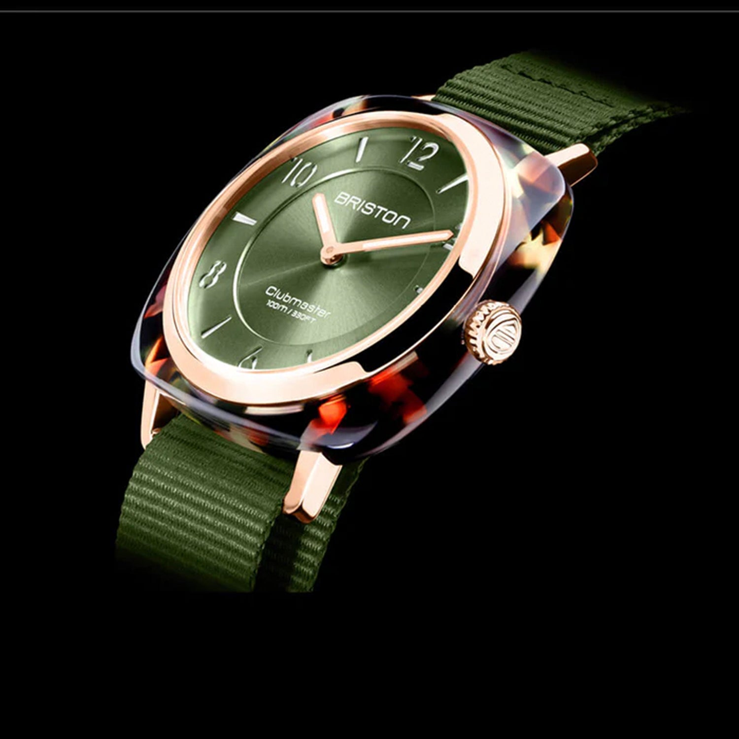 Clubmaster Chic Women Quartz Olive Green Dial Analog NATO Watch 21536.PRA.UG.26.NOL