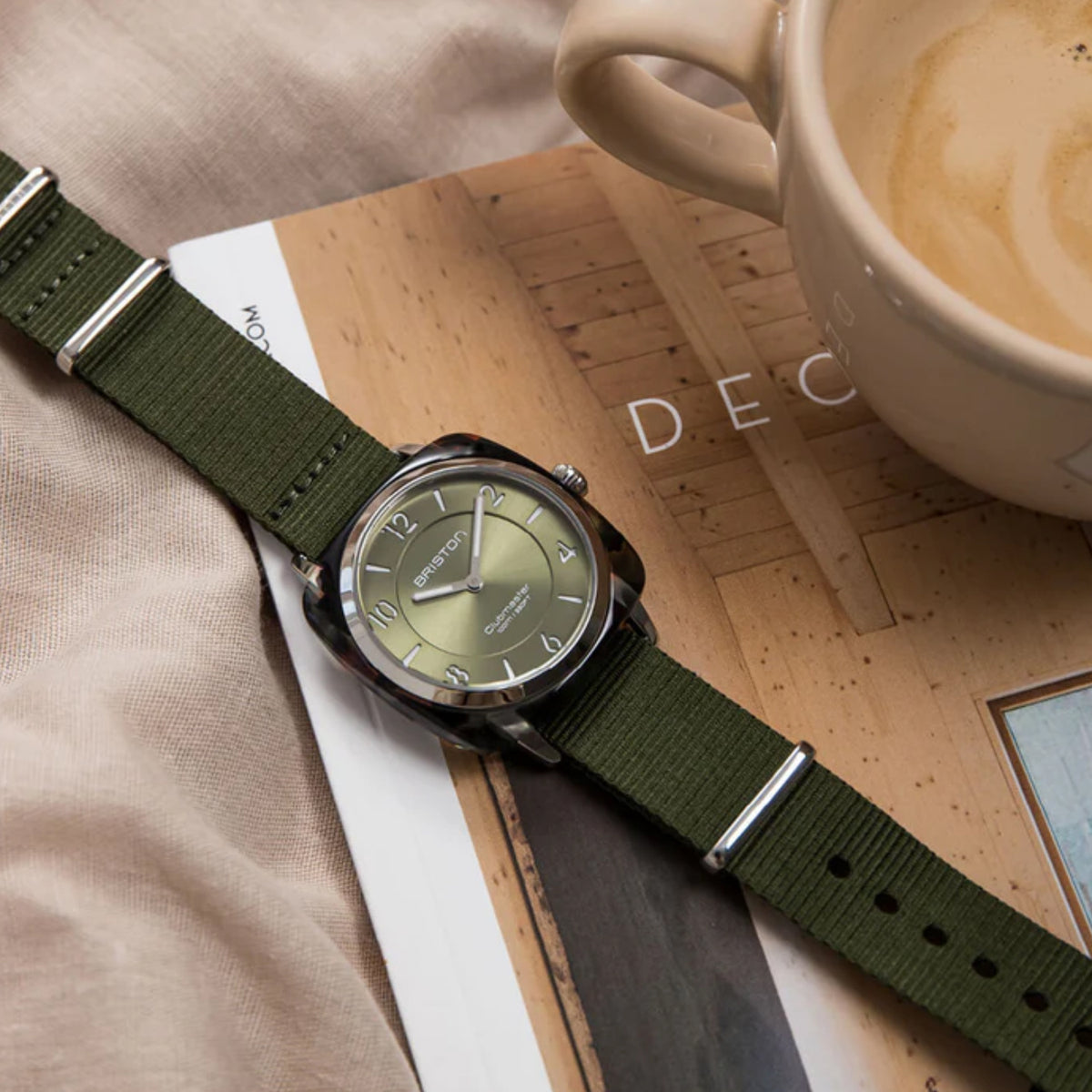 Briston Clubmaster Chic Women Quartz Olive Green Dial Analog Nato Watch 21536.PRA.UG.26.NOL-2