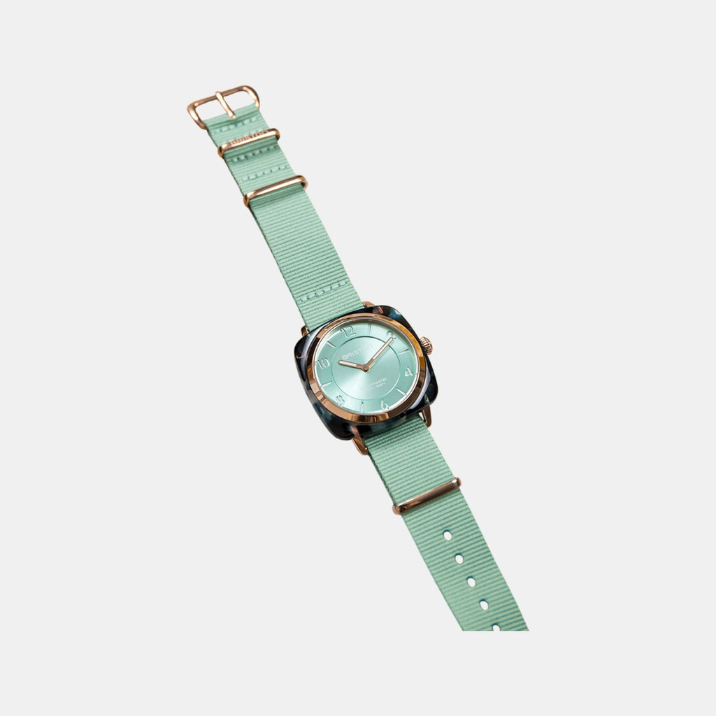 Clubmaster Chic Women Quartz Green Water Dial Analog Nato Watch 21536.PRA.UGW.29.NGW