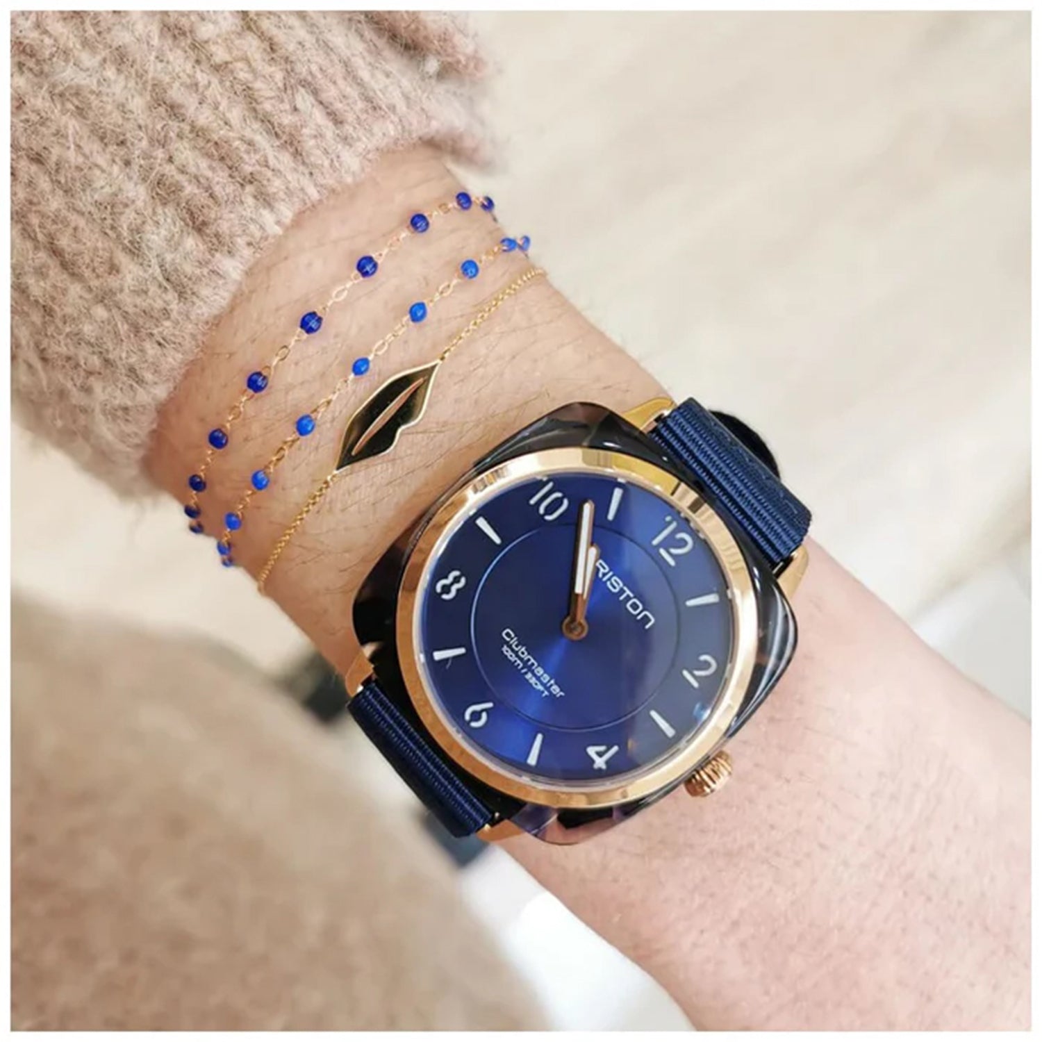 Clubmaster Chic Women Quartz Blue Dial Analog NATO Watch 21536.PRAUB.33.NMB