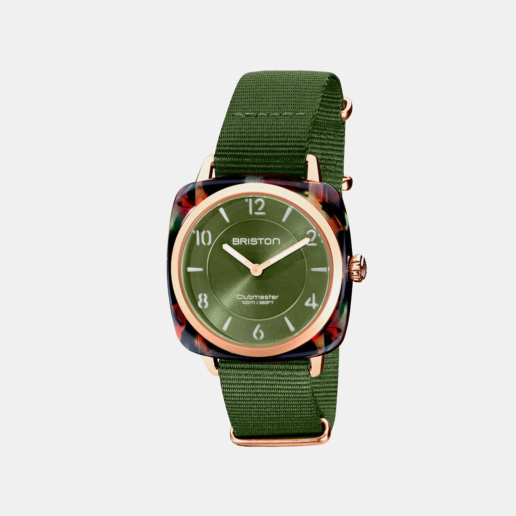 Clubmaster Chic Women Quartz Green Dial Analog NATO Watch 21536.PRAUG.26.NOL