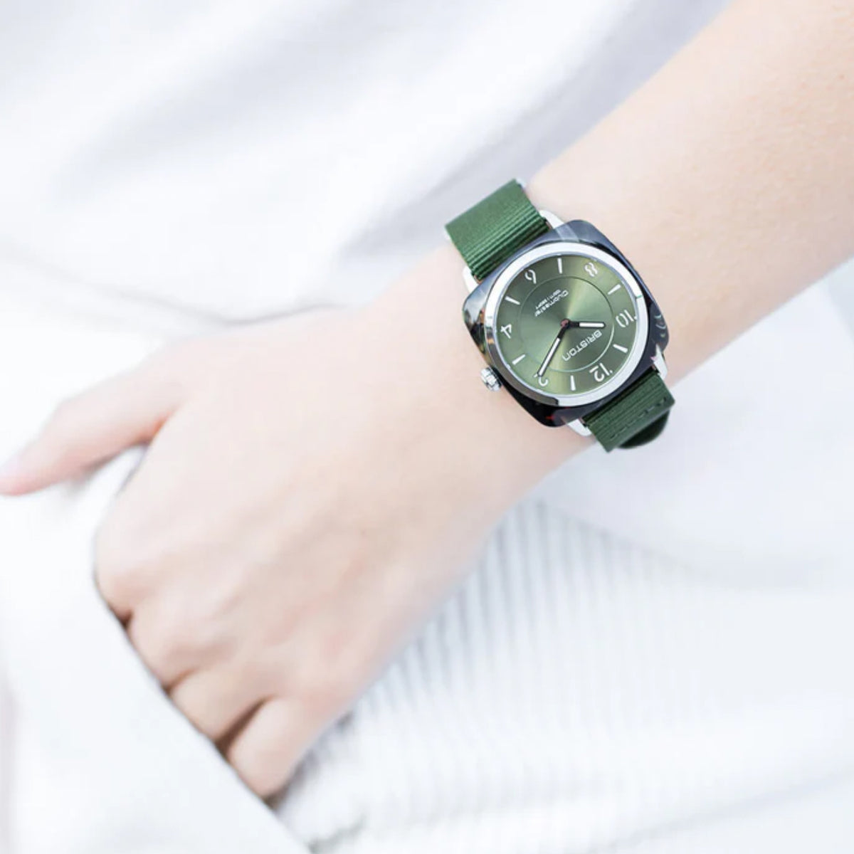 Briston Clubmaster Chic Women Quartz Olive Green Dial Analog Nato Watch 21536.SA.UG.26.NOL-2