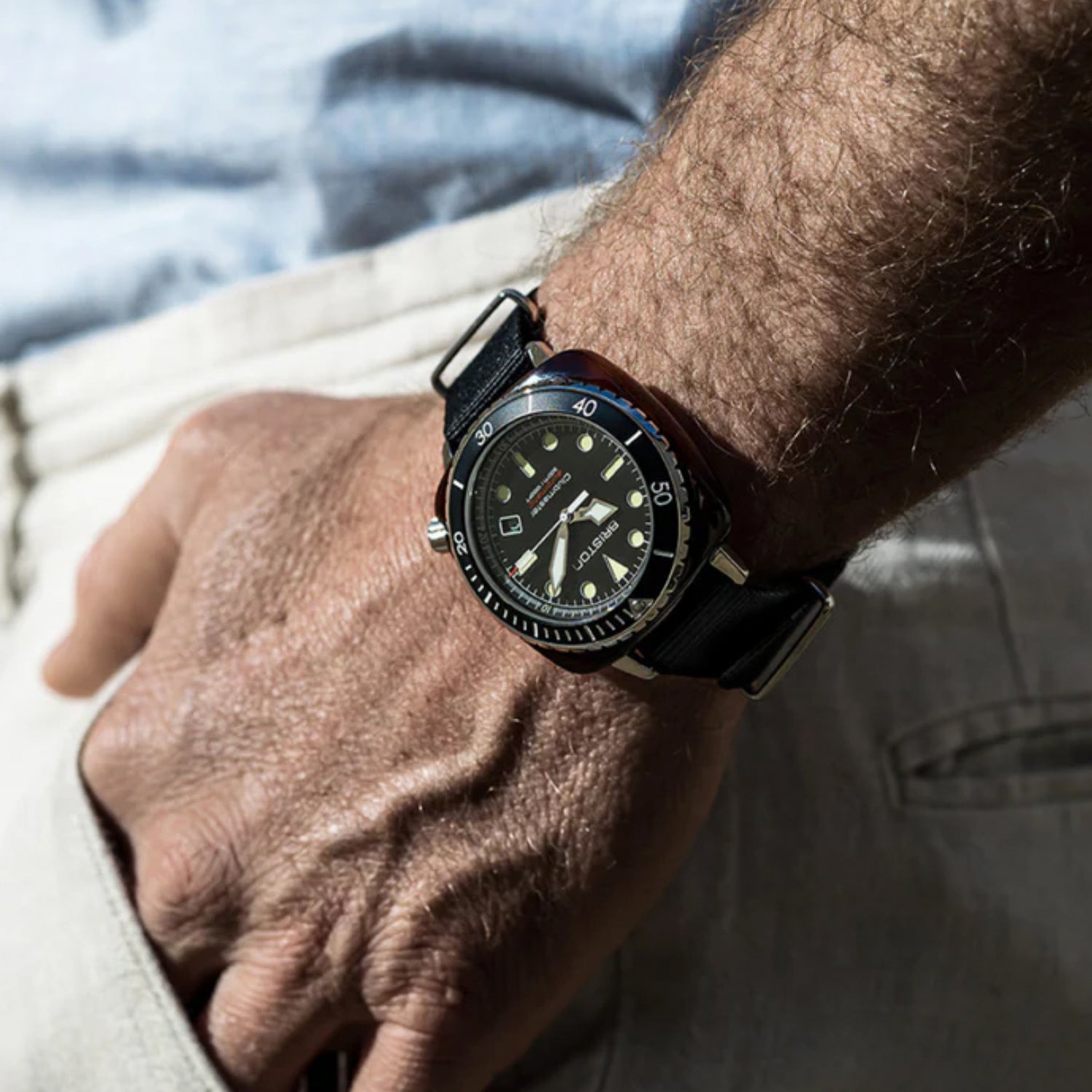 Briston Clubmaster Diver Men Automatic Black Dial Analog Nato Watch 21644.SA.T.1.NB-3