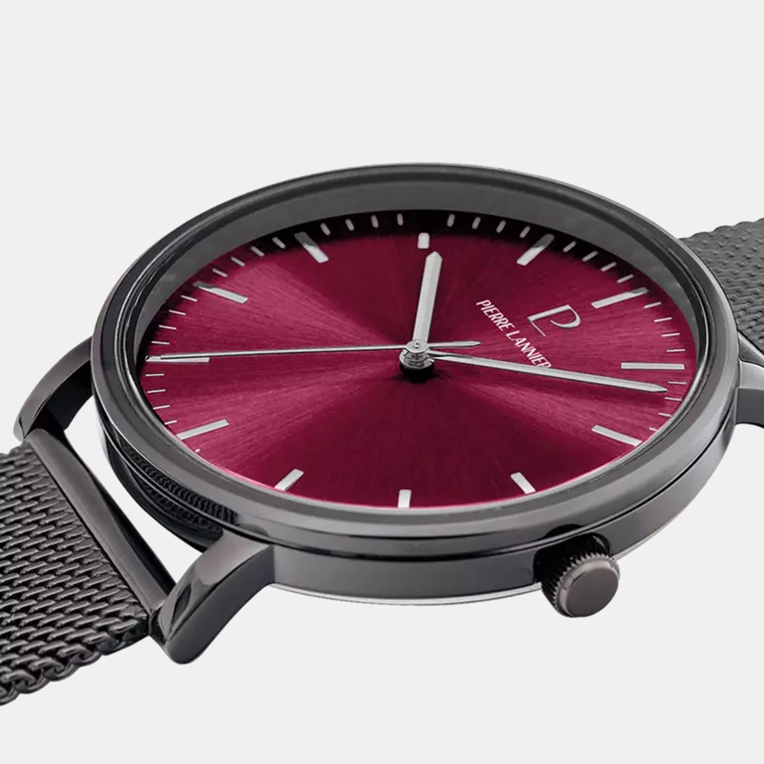 Essential Men Quartz Burgundy Dial Analog Stainless Steel Watch 216J459