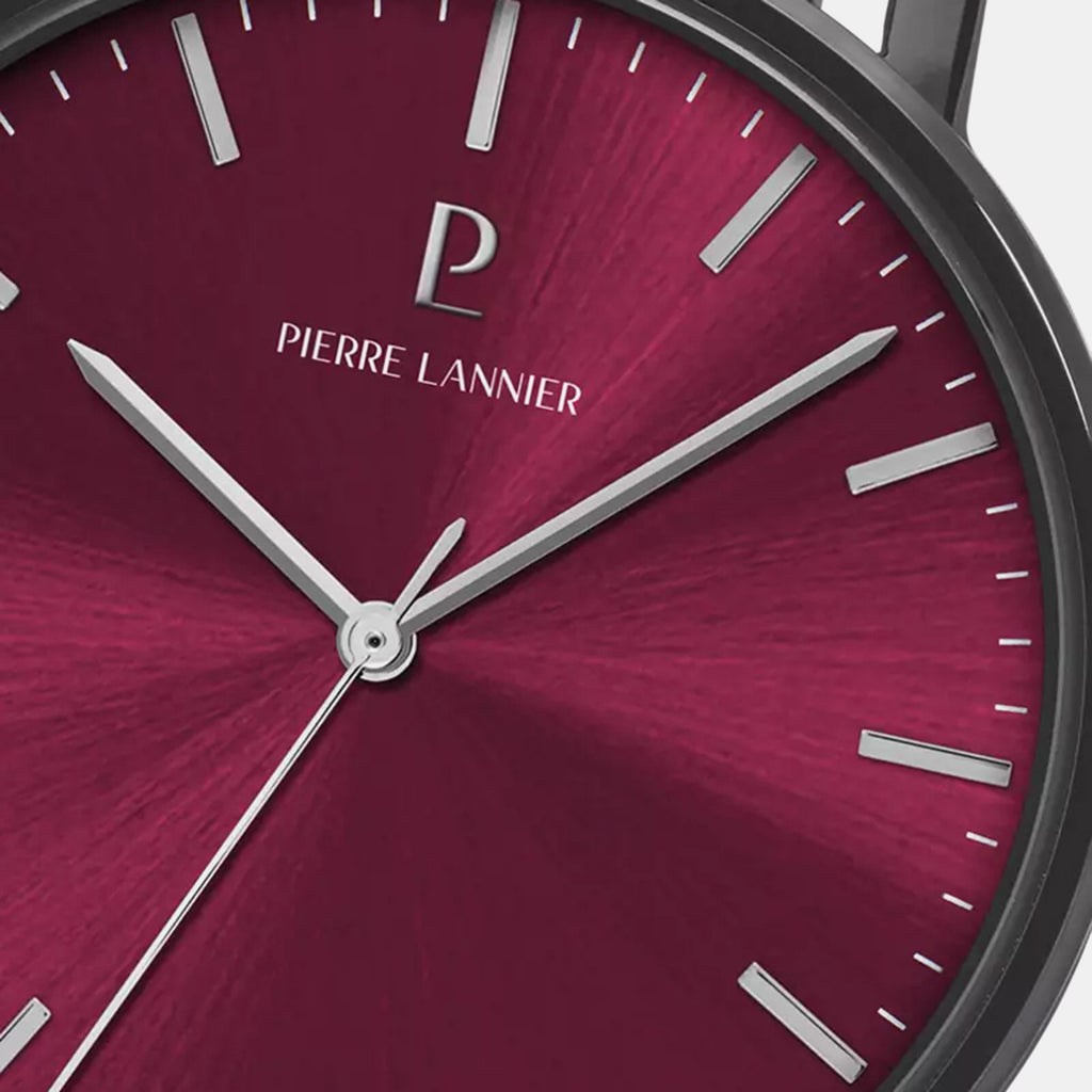 Essential Men Quartz Burgundy Dial Analog Stainless Steel Watch 216J459