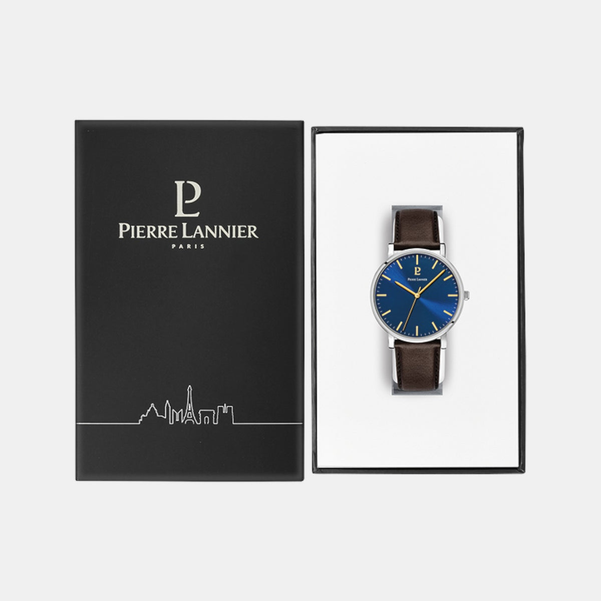 Pierre Lannier Essential Men Quartz Blue Dial Analog Leather Watch 217G164-5