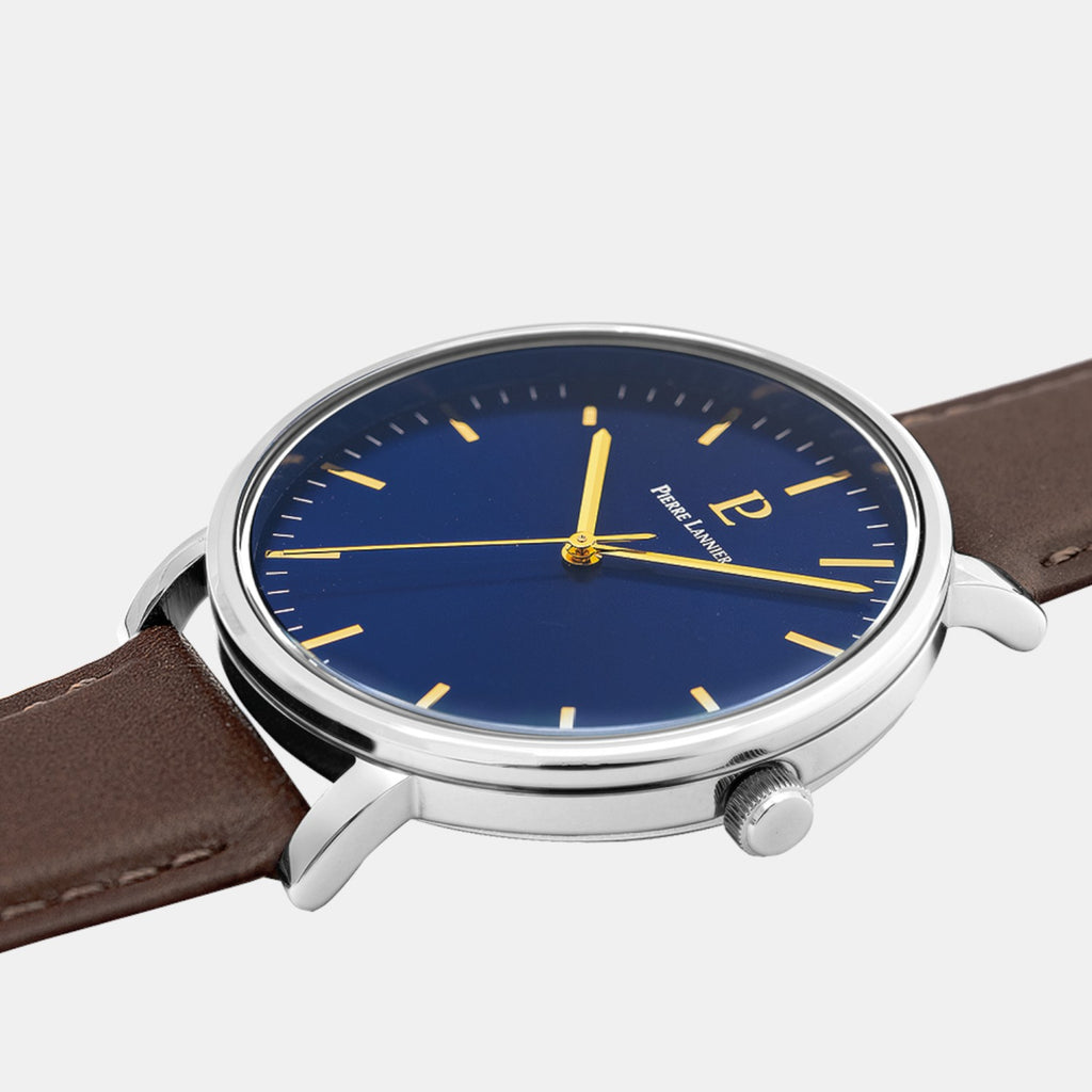 Pierre Lannier Essential Men Quartz Blue Dial Analog Leather Watch 217G164-3