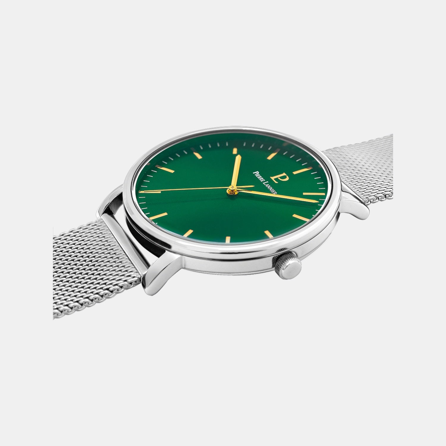 Essential Men Quartz Green Dial Analog Mesh Watch 217G171