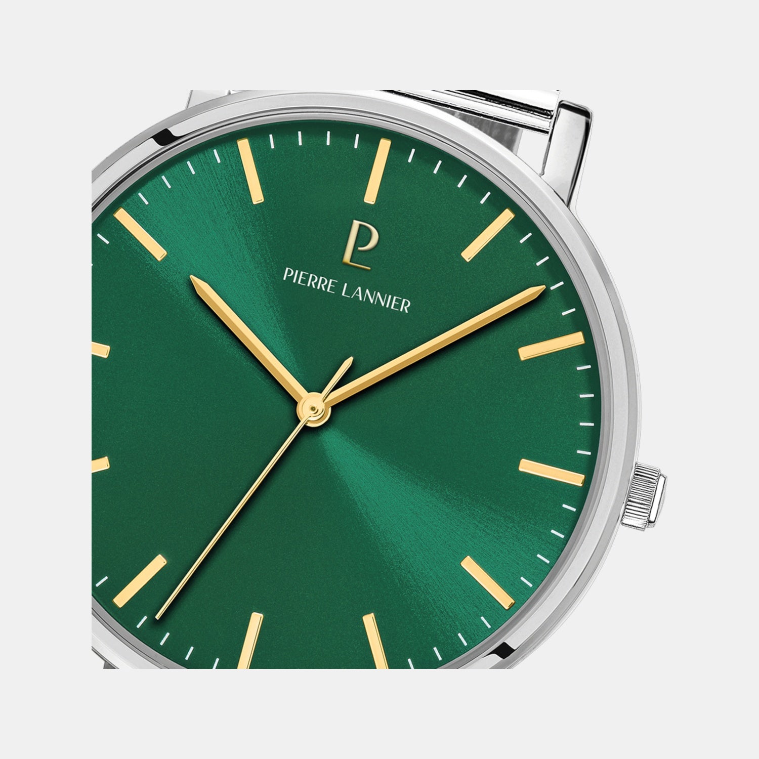 Essential Men Quartz Green Dial Analog Mesh Watch 217G171