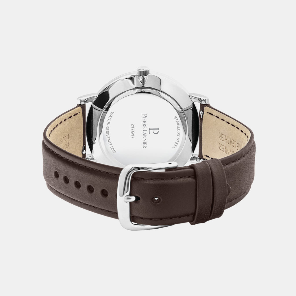 Essential Men Quartz Green Dial Analog Leather Watch 217G174