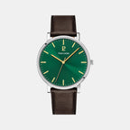 Pierre Lannier Essential Men Quartz Green Dial Analog Leather Watch 217G174-1