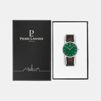 Pierre Lannier Essential Men Quartz Green Dial Analog Leather Watch 217G174-5