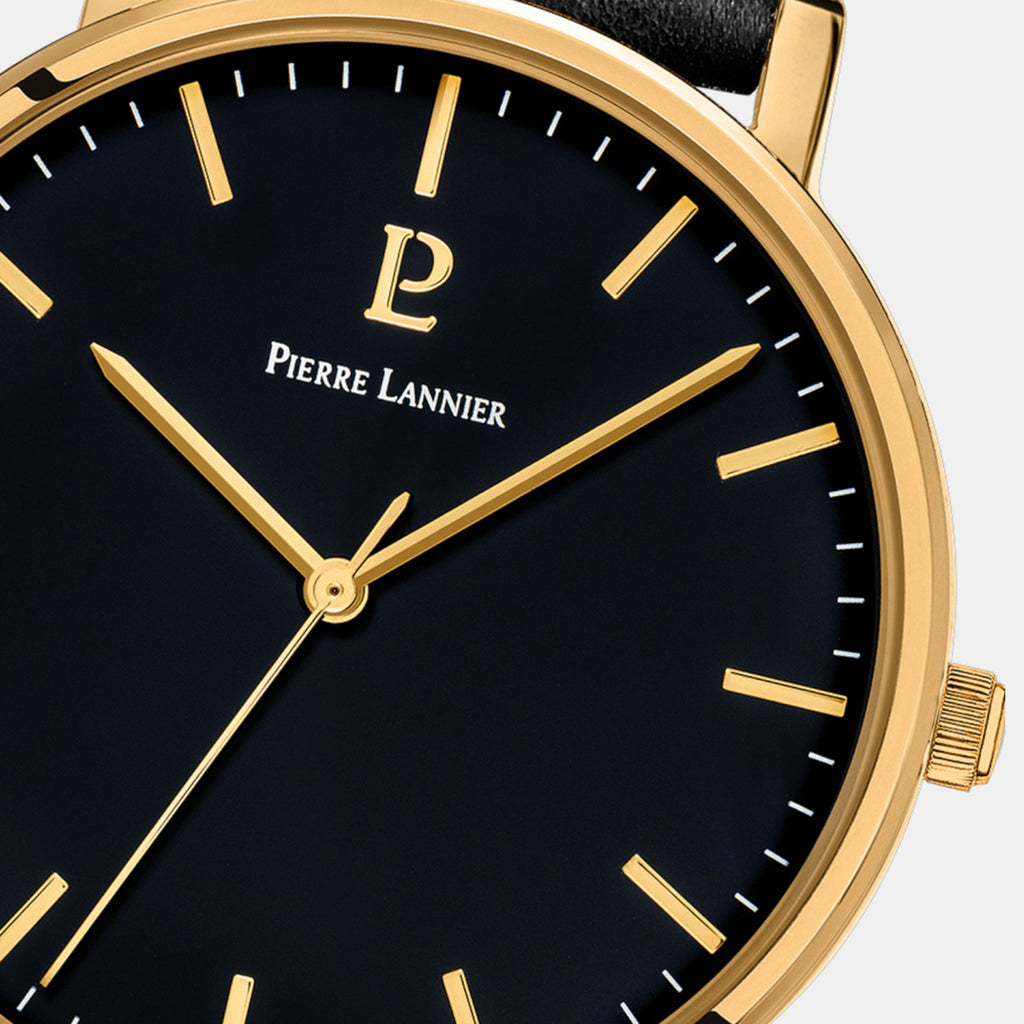 Essential Men Quartz Black Dial Analog Leather Watch 218F033
