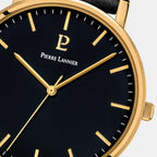 Essential Men Quartz Black Dial Analog Leather Watch 218F033