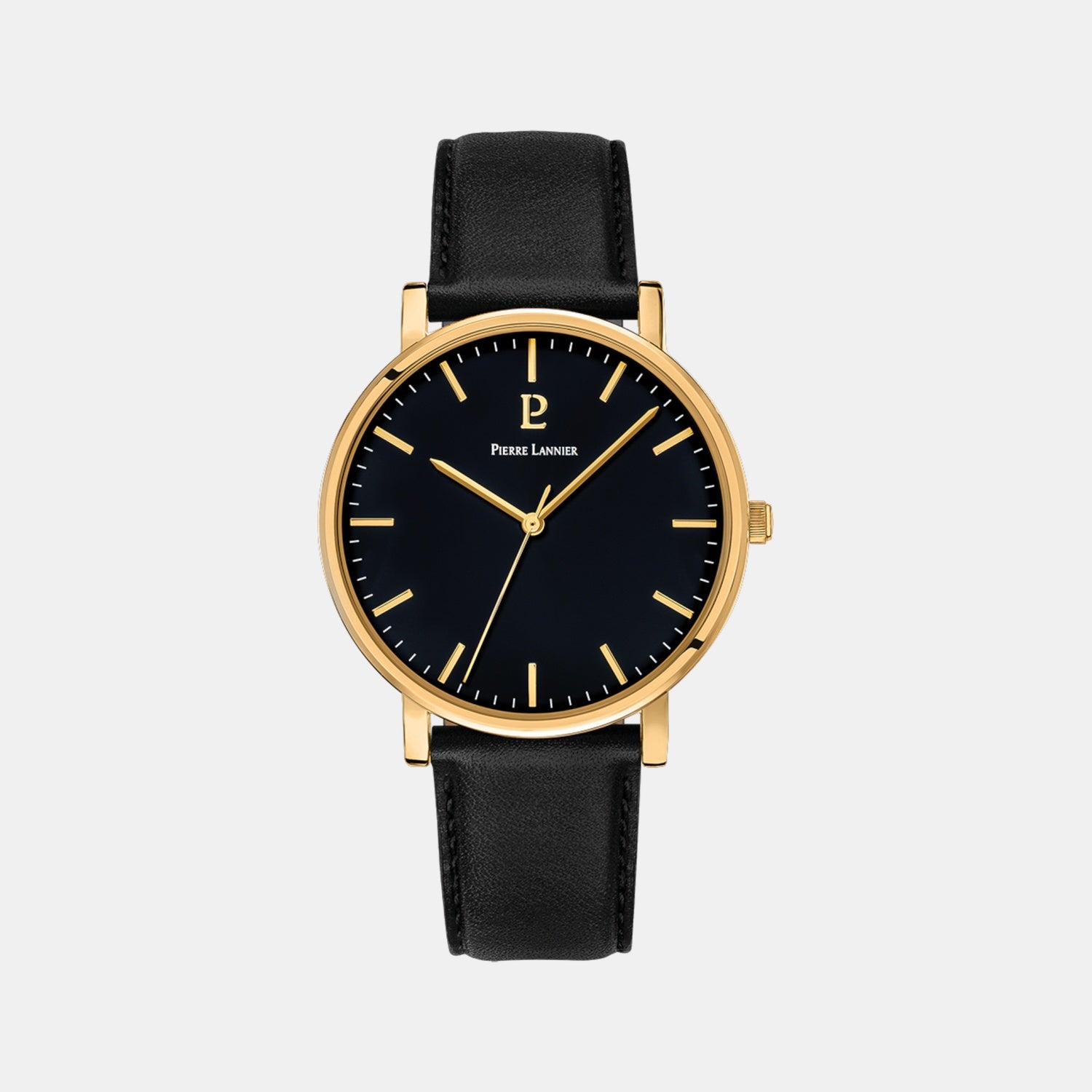 Essential Men Quartz Black Dial Analog Leather Watch 218F033