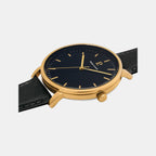 Essential Men Quartz Black Dial Analog Leather Watch 218F033