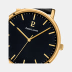 Essential Men Quartz Black Dial Analog Leather Watch 218F033