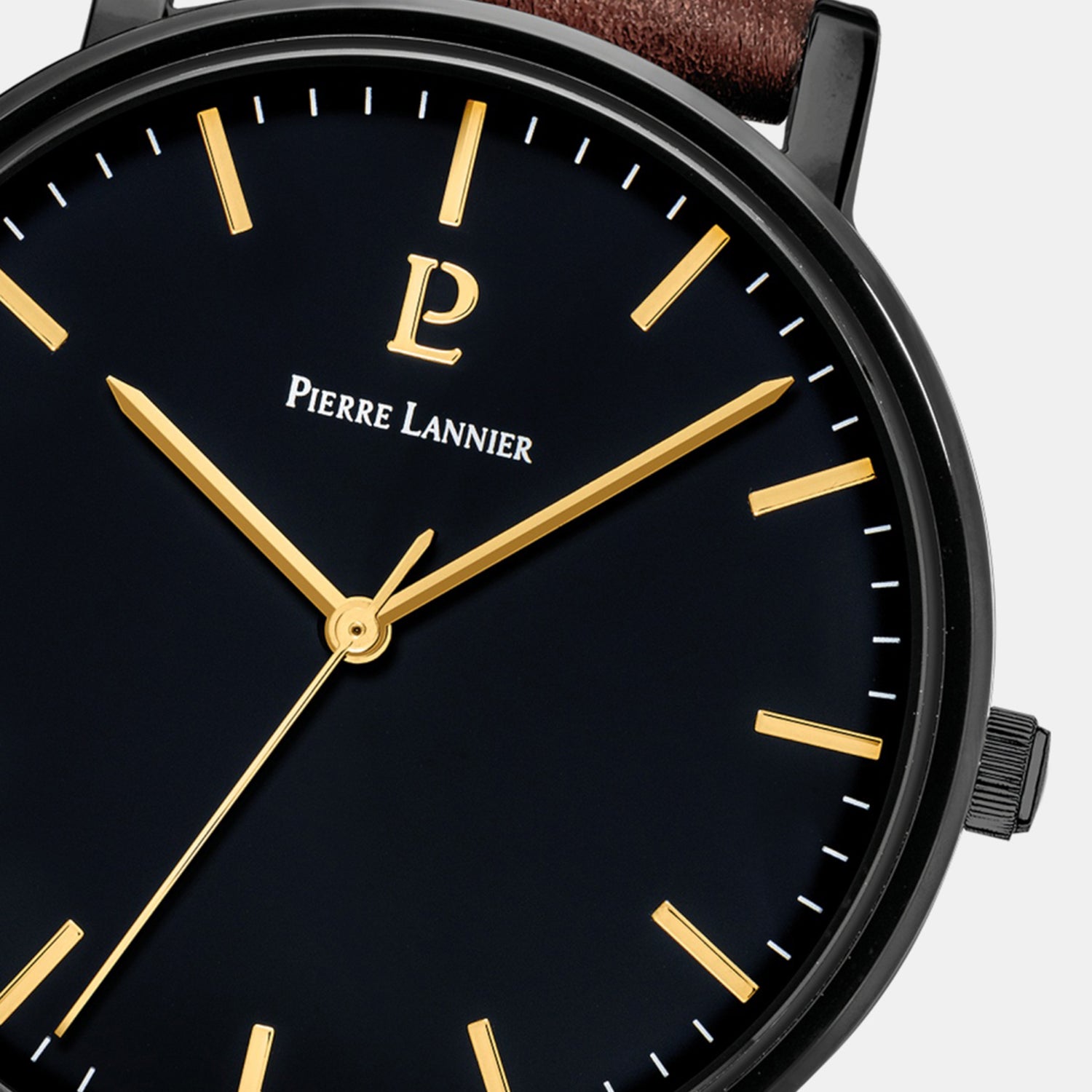 Essential Men Quartz Black Dial Analog Leather Watch 218F434
