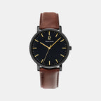Essential Men Quartz Black Dial Analog Leather Watch 218F434