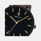 Essential Men Quartz Black Dial Analog Leather Watch 218F434