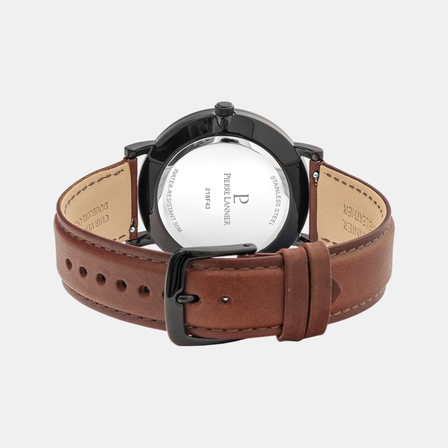 Essential Men Quartz Black Dial Analog Leather Watch 218F434