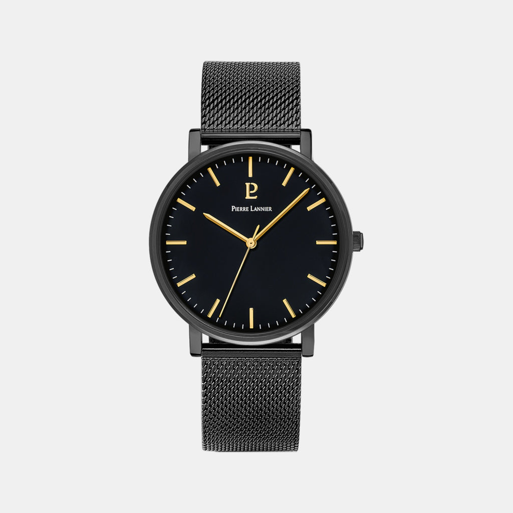 Essential Men Quartz Black Dial Analog Mesh Watch 218F439