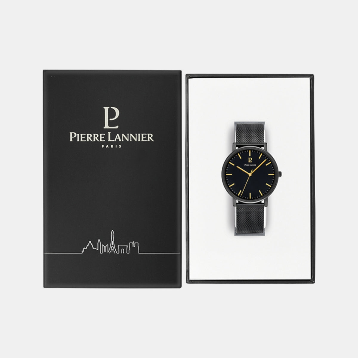 Essential Men Quartz Black Dial Analog Mesh Watch 218F439