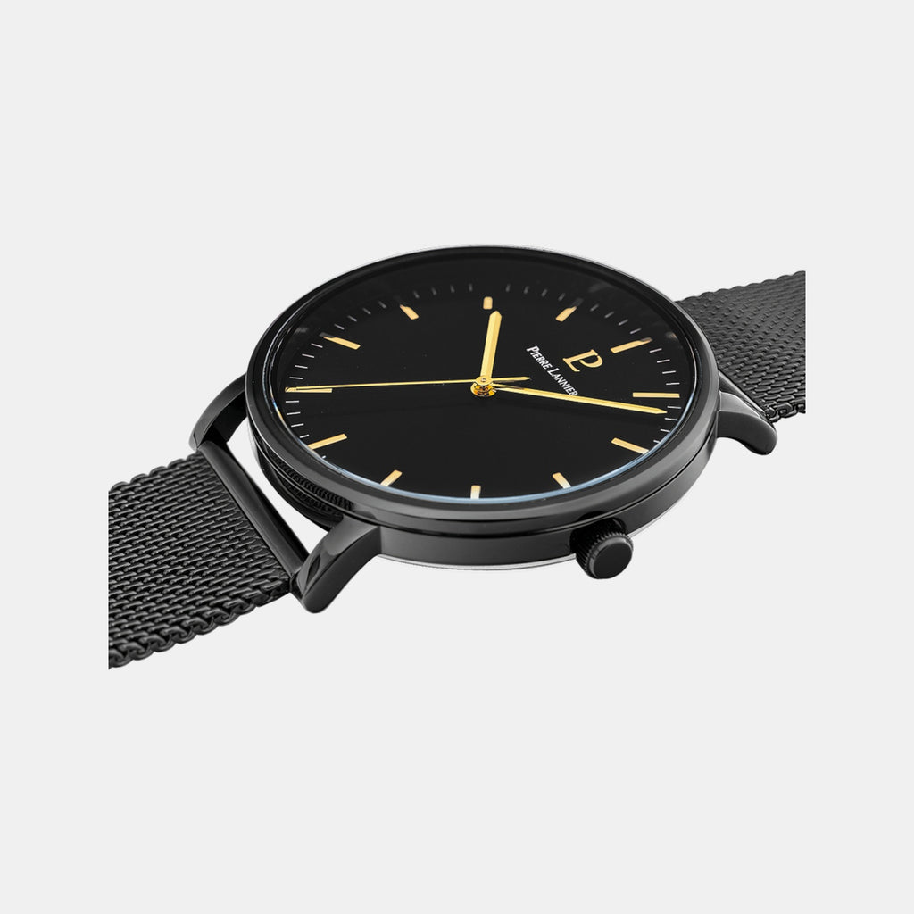 Essential Men Quartz Black Dial Analog Mesh Watch 218F439