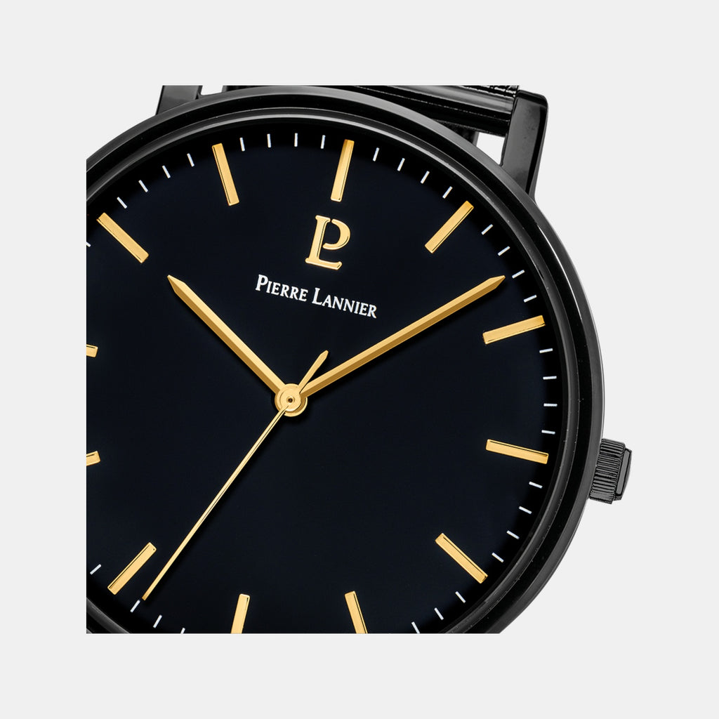 Essential Men Quartz Black Dial Analog Mesh Watch 218F439