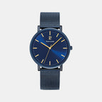 Essential Men Quartz Blue Dial Analog Mesh Watch 218F466