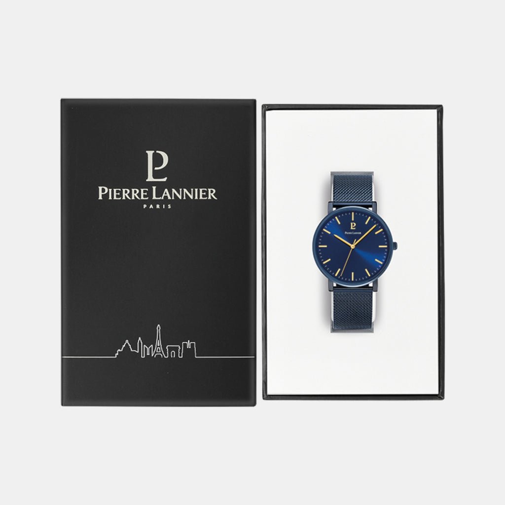Essential Men Quartz Blue Dial Analog Mesh Watch 218F466