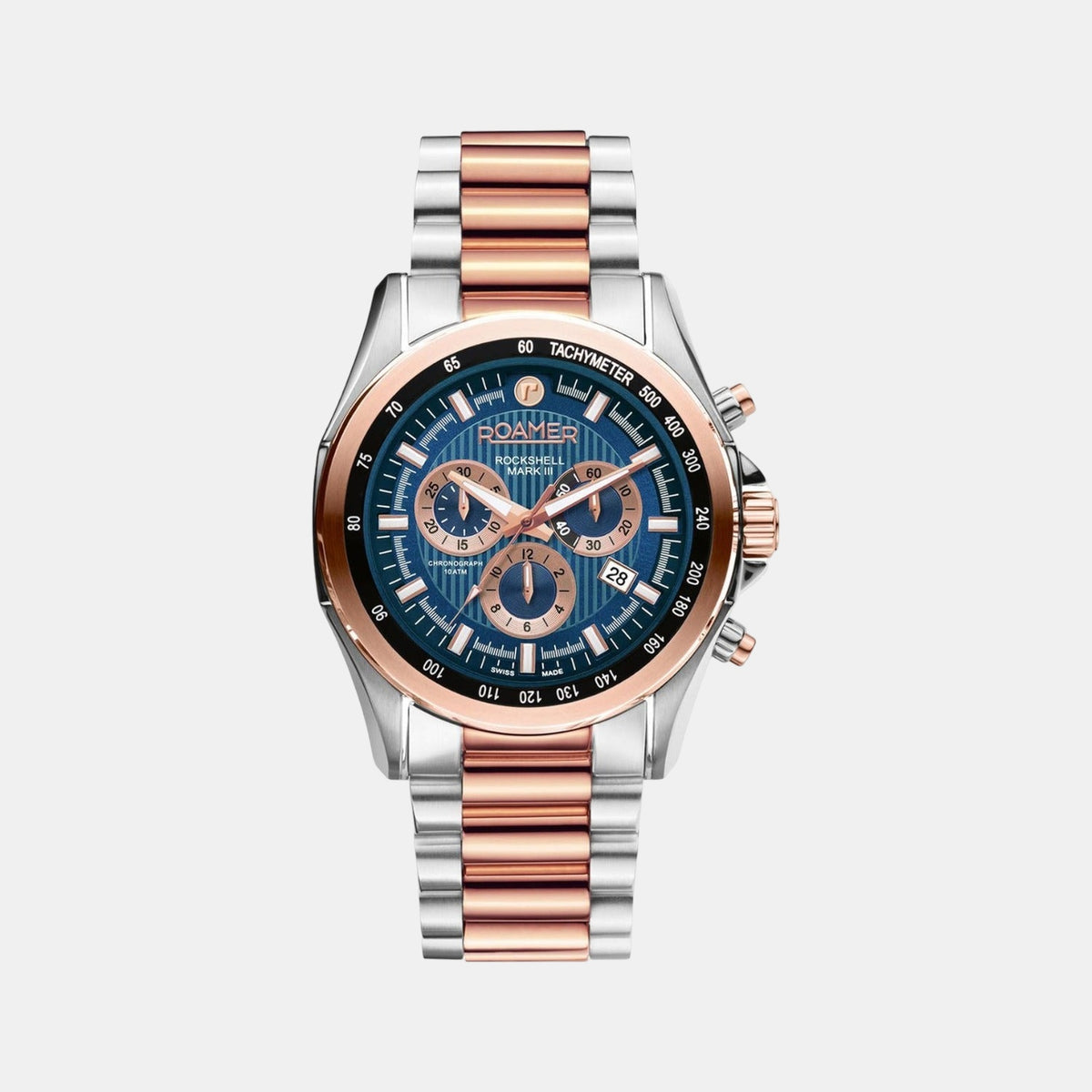 Rockshell Mark Iii Chrono Men Quartz Blue Dial Analog Stainless Steel Watch 220837 49 45 20