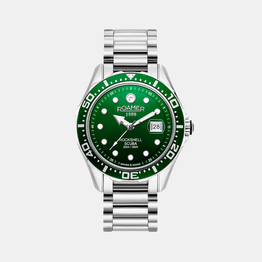 Rockshell Mark III Scuba Men Quartz Green Dial Analog Stainless Steel Watch 220858 41 75 50