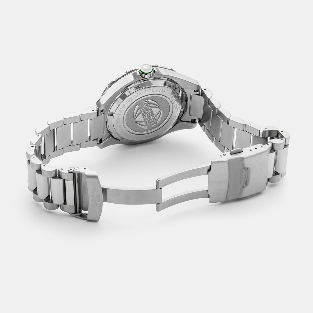 Rockshell Mark III Scuba Men Quartz Green Dial Analog Stainless Steel Watch 220858 41 75 50