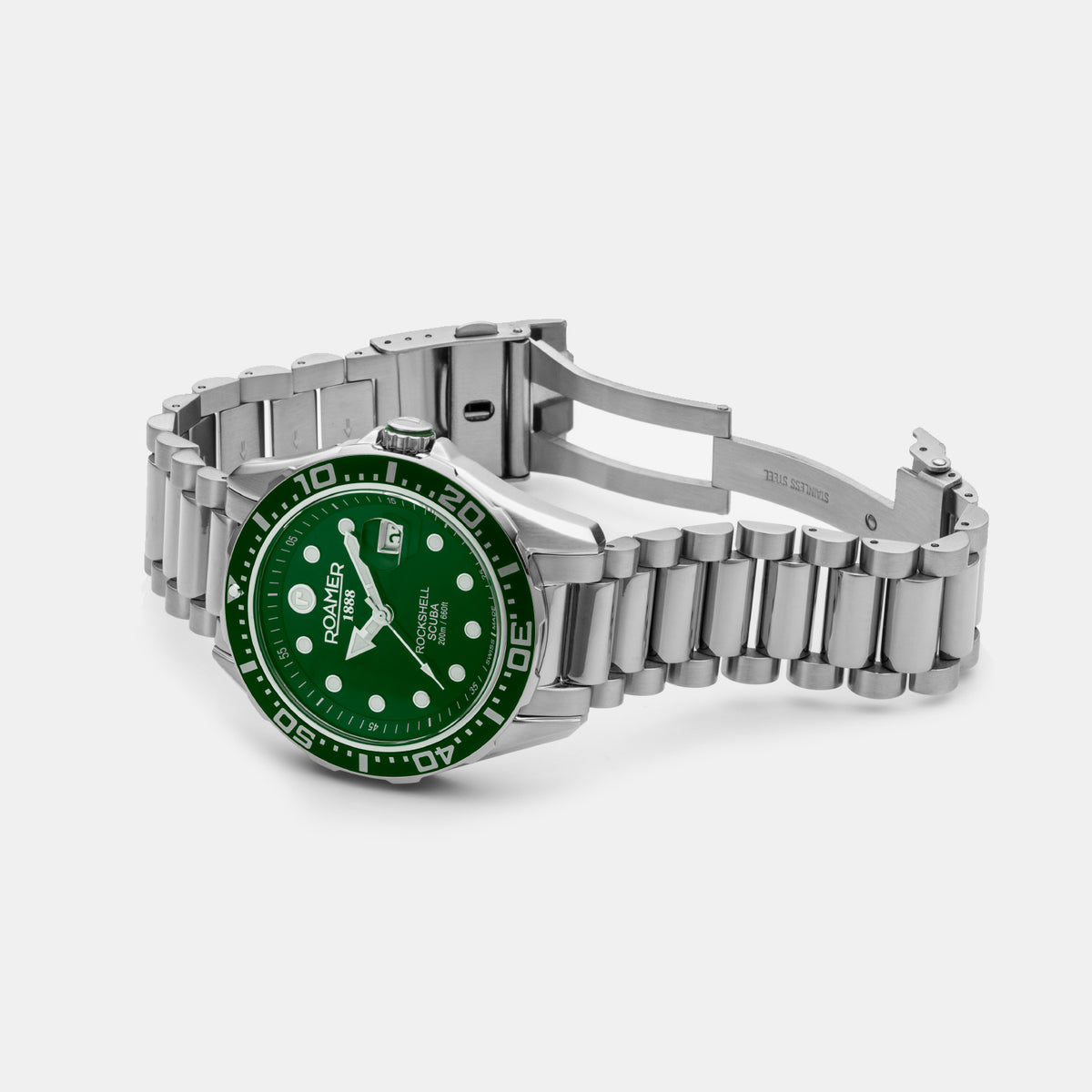 Rockshell Mark III Scuba Men Quartz Green Dial Analog Stainless Steel Watch 220858 41 75 50