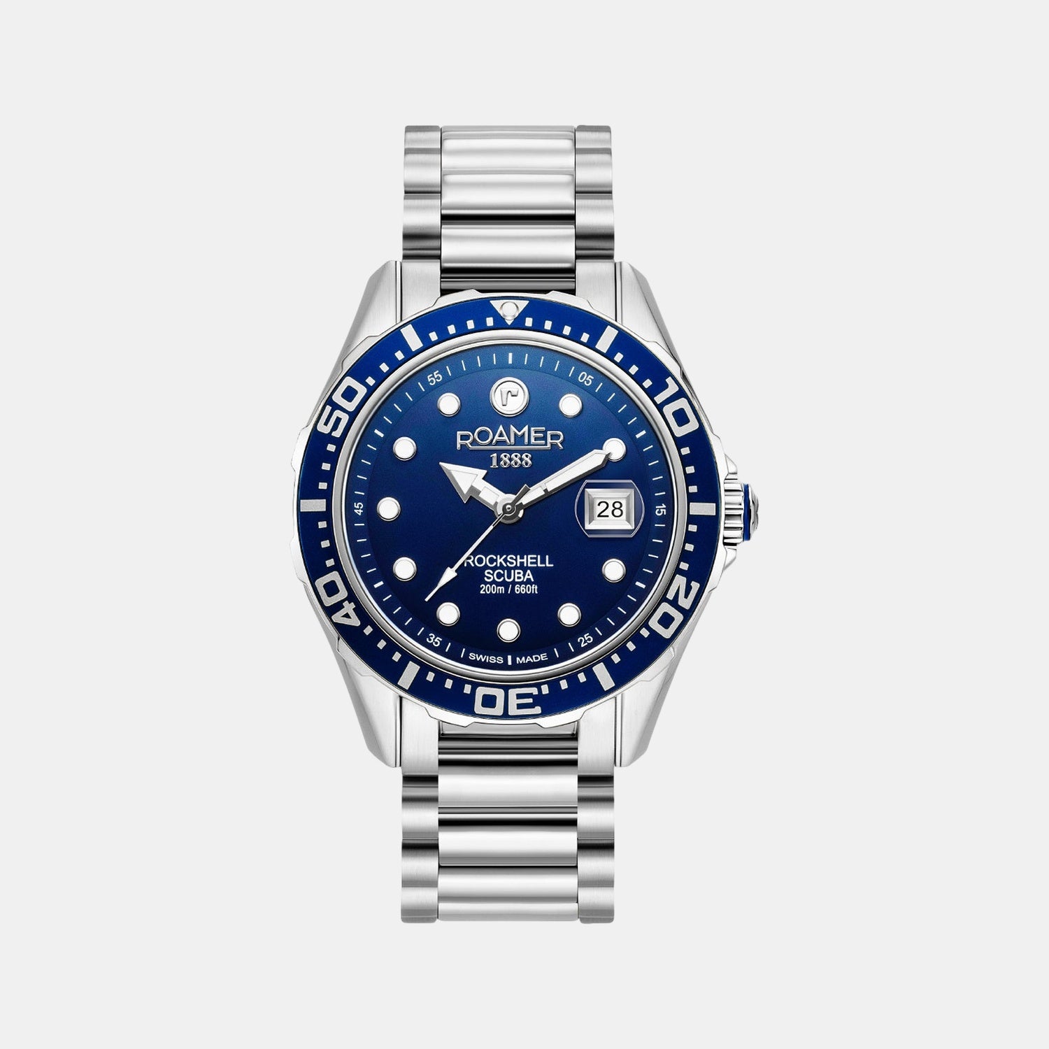 Rockshell Mark III Scuba Men Quartz Blue Dial Analog Stainless Steel Watch 220858 41 45 50