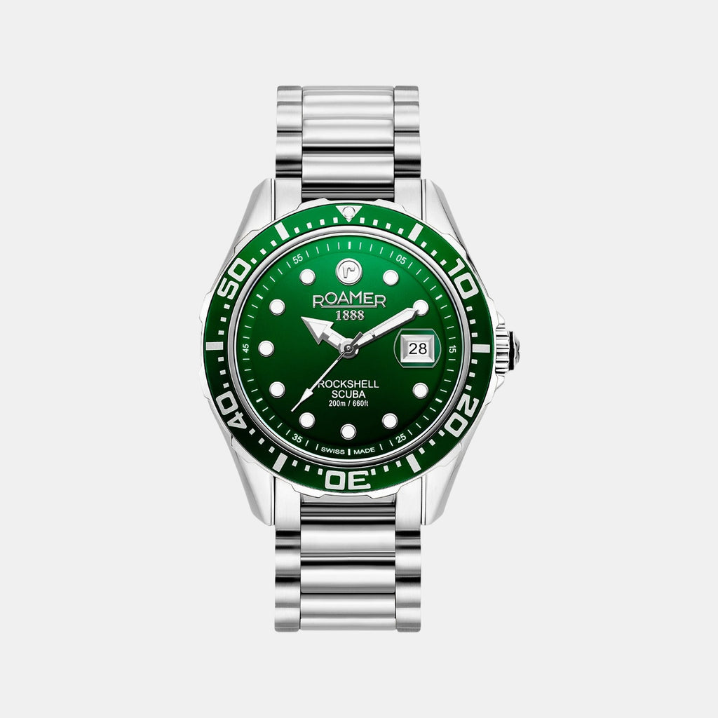 Rockshell Mark III Scuba Men Quartz Green Dial Analog Stainless Steel Watch 220858 41 75 50