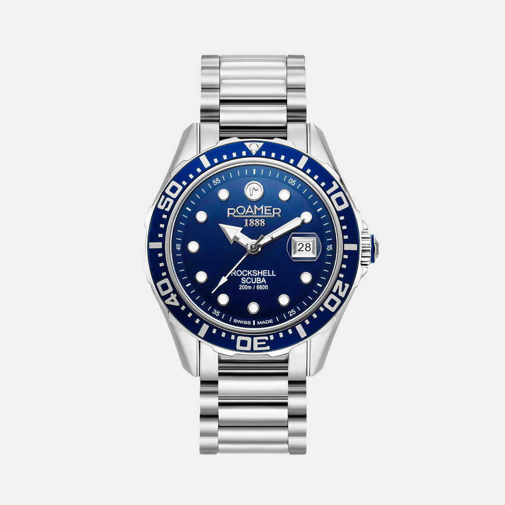 Rockshell Mark III Scuba Men Quartz Blue Dial Analog Stainless Steel Watch 220858 41 45 50