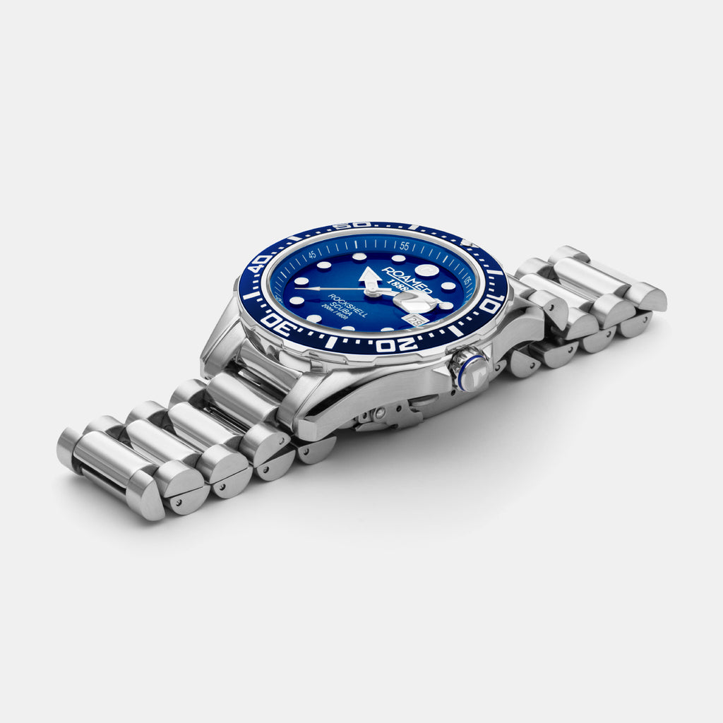 Rockshell Mark III Scuba Men Quartz Blue Dial Analog Stainless Steel Watch 220858 41 45 50