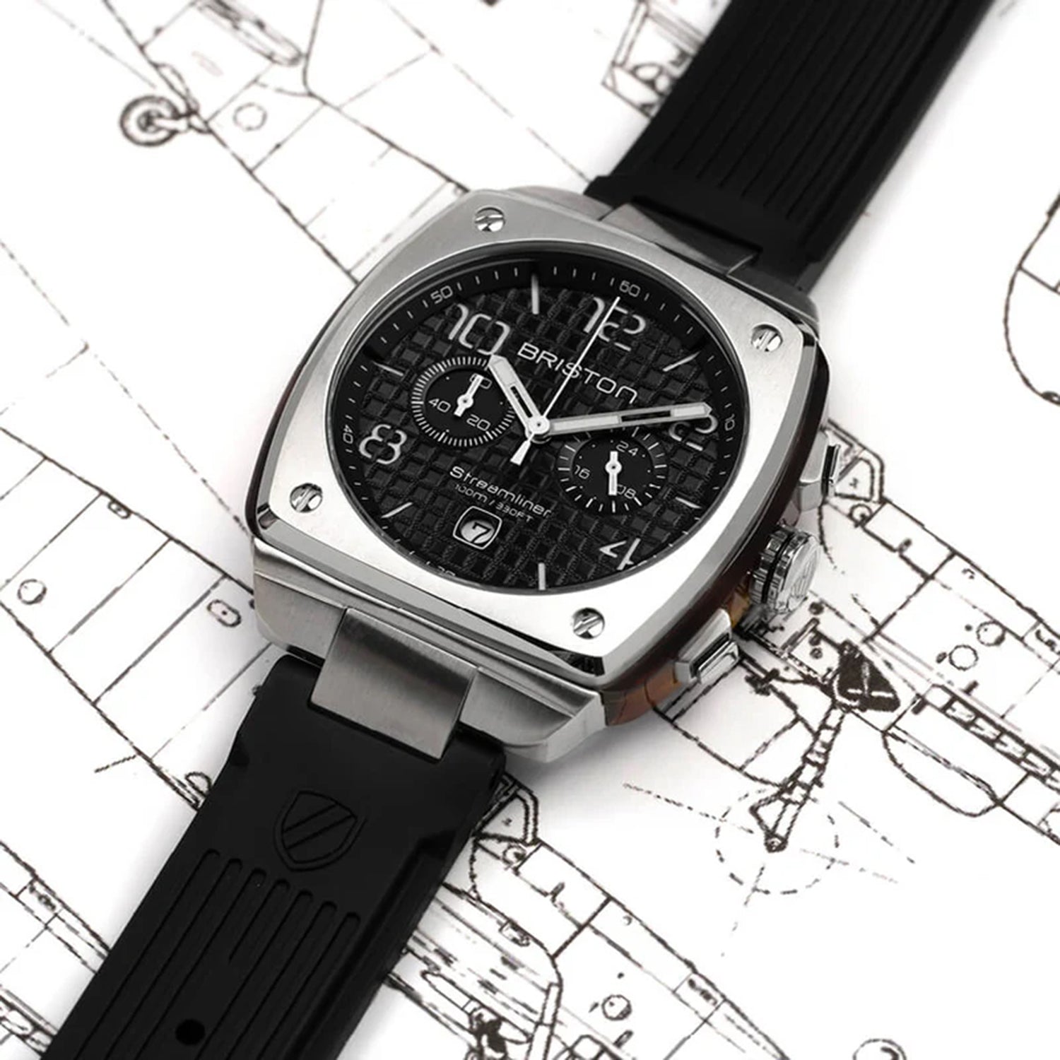 Streamliner Urban Men Quartz Black Dial Chronograph Rubber Watch 22142.S.T.1.RB
