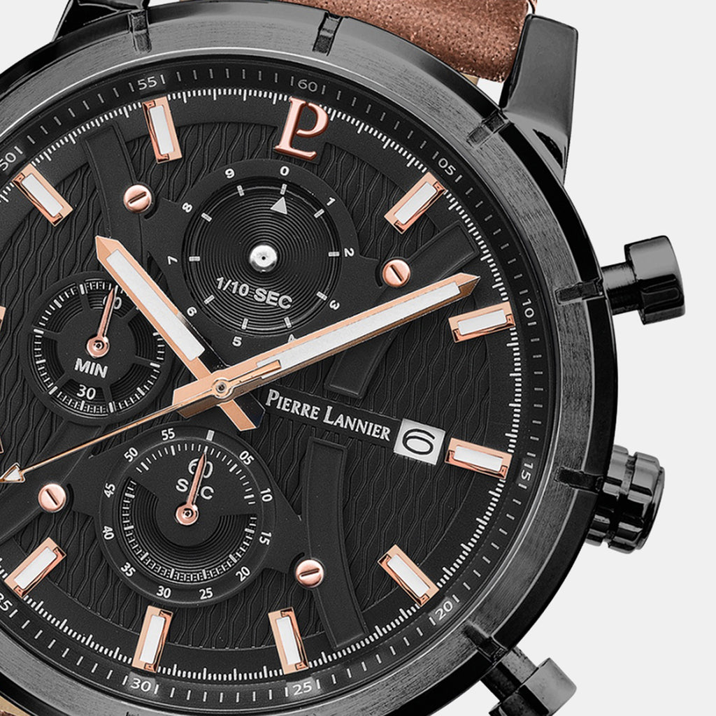Criterium Men Quartz Black Dial Analog Leather Watch 224H434