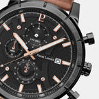 Criterium Men Quartz Black Dial Analog Leather Watch 224H434