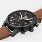 Criterium Men Quartz Black Dial Analog Leather Watch 224H434