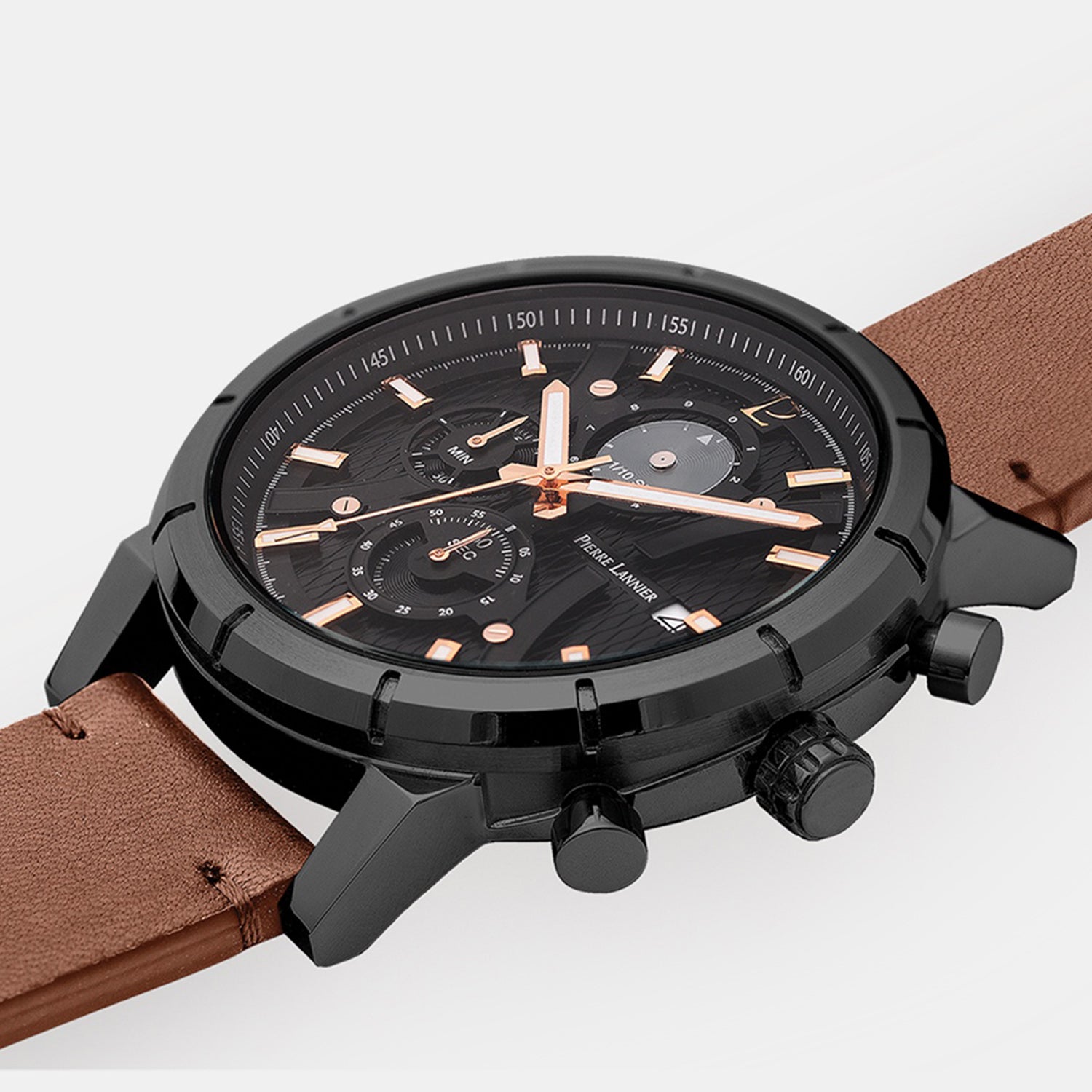 Criterium Men Quartz Black Dial Analog Leather Watch 224H434