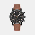 Criterium Men Quartz Black Dial Analog Leather Watch 224H434