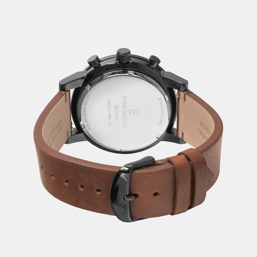 Criterium Men Quartz Black Dial Analog Leather Watch 224H434