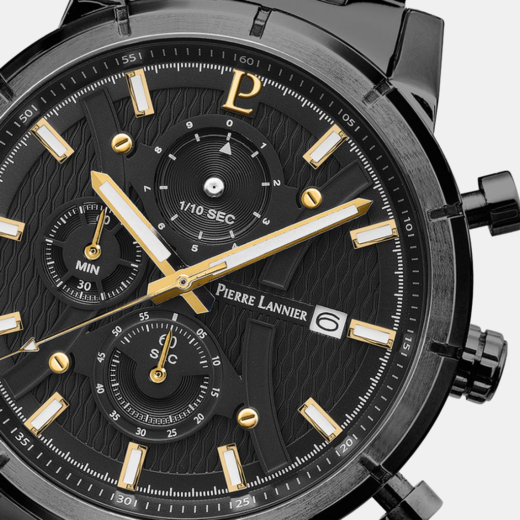 Criterium Men Quartz Black Dial Chronograph Stainless Steel Watch 225H439